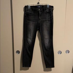 hollister black hi rise crop super skinny jeans